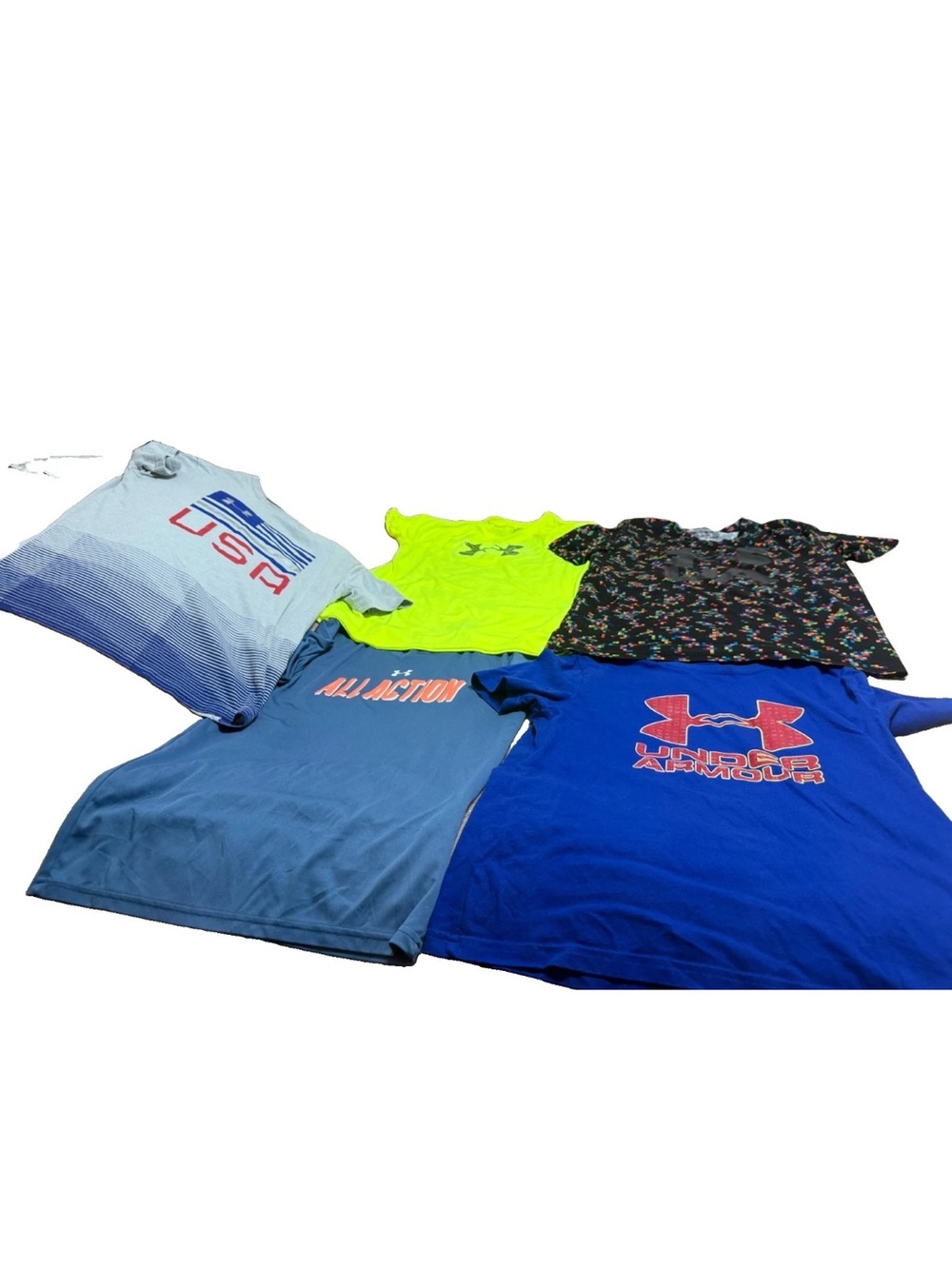 Under Armour HeatGear Boys YXL Lot 5 Loose Fit Breathable Graphic Tee Shirts